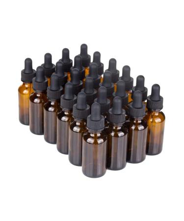 7 Colors Available - The Bottle Depot Bulk 24 Pack 1 oz Amber Glass Bottles With Dropper Wholesale Quantity for Essential Oils, Serums with Pretty Amber Finish to Protect and Preserve Quality Clear Amber