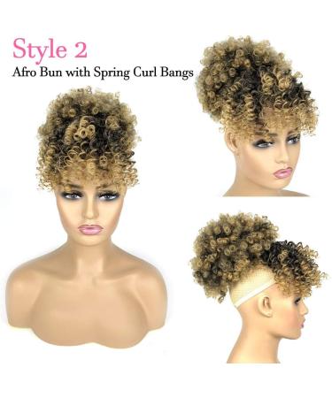 Afro Puff Drawstring Ponytail with 2 Replaceable Bangs Afro High Puff Bun with Spring Curl Bangs and Afro Puff Bangs Clip in Hairpieces Pineapple Updo Ponytail with Bangs (T1B /27) 1 ponytail+ 2 bangs T1B/27 - Buy Online on GoSupps.com
