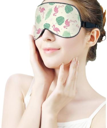 Flamingo and Leaf Sleep Mask for Men and Women - Adjustable Strap Eye Cover for Blocking Light during Night Sleep, Travel, and Naps - Buy Online on GoSupps.com
