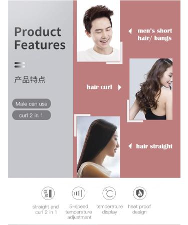 Professional 2 in 1 Hair Straightener & Curling Iron for Short Hair - 7MM Narrow Board Hair Curler & Beard Styler - Grey - Buy Online on GoSupps.com