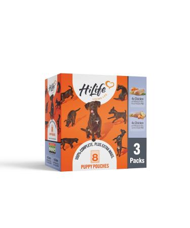 HiLife Puppy Wet Dog Food Mixed Chicken Recipes Complete Puppy Wet Food Pouches 100% Natural ingredients Tender Chicken with Wholegrain Rice & Vegetables (24 x 150g Pouches) Chicken 24 x Mixed Chicken