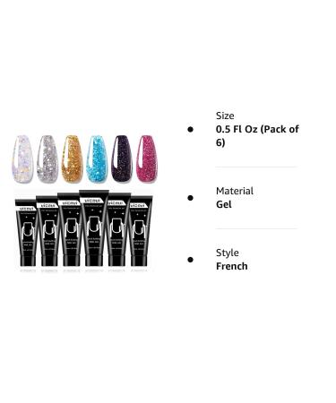 Glitter Poly Nail Extension Gel Kit - 6 Colors Builder for Salon Quality Nail Extensions at Home - 6PCS 15ml (Pink, Silver, Gold, Blue, Purple, Red) - Buy Online on GoSupps.com
