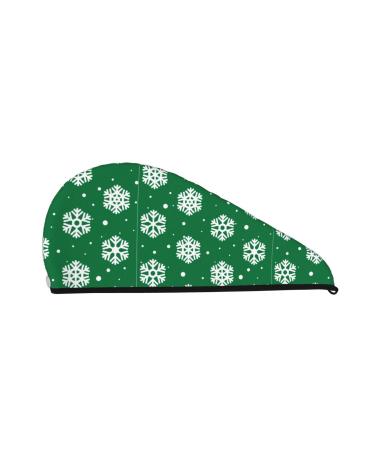 Hair Towel Wrap Hair Drying Towel with Button Towel Turban Head Towel to Dry Hair Quickly (Snowflake)
