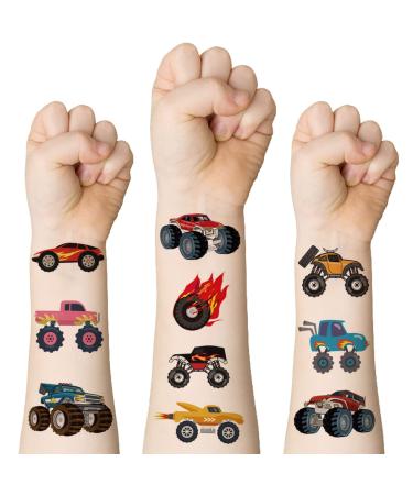 Monster Truck Temporary Tattoos for Boys Girls Interesting Monster Truck Fake Tattoos Birthday Party DIY Decorations Supplies Face Body Arm Waterproof Tattoo Stickers Gifts School Prizes 10 Sheets Truck Tattoo