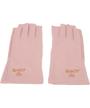 UV Shield Glove Breathable Fingerless Fiber Cotton Nail Lamp Gloves Anti UV Fingerless Gloves Protect Manicure Gloves Manicure Nail Art Dryer Tools(Light pink grey) - Buy Online on GoSupps.com