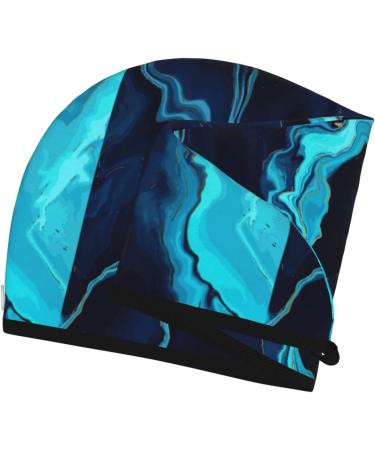 Hair Towel Wrap - Quick Drying Turban with Button | Blue Marble & Gold - Perfect for All Hair Types - Buy Online on GoSupps.com