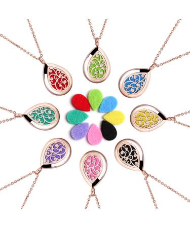 Rose Gold Aromatherapy Essential Oil Diffuser Necklace - Stainless Steel Pendant Locket for Women & Moms - Perfect Gift Jewelry - Buy Online on GoSupps.com