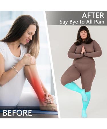 3 Pairs Compression Stockings for Women - Blood Circulation Support Oversize & Wide Calf 20-30 mmHg Knee Socks XXL 3XL 4XL - Buy Online on GoSupps.com