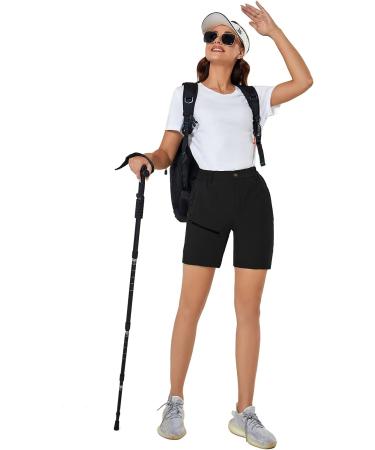 Yundobop Women's Quick Dry Hiking Cargo Shorts - Water Resistant, Zipper Pockets - Large Black - Buy Online on GoSupps.com