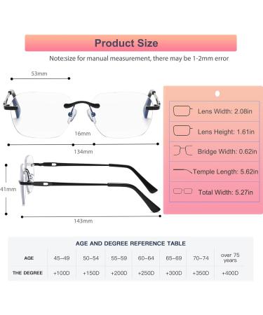 Buy Progressive Multifocus Rimless Photochromic Reading Glasses | Anti-Blue Light Multifocal Readers | Clear 2.0x - International Shipping Available - Buy Online on GoSupps.com
