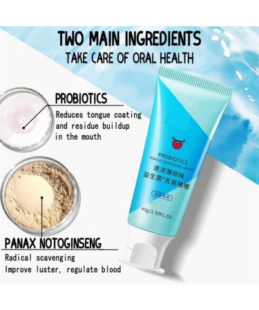 Probiotic Tongue Cleaning Gel Set with Tongue Scraper - Mint Oral Hygiene Brush, 2Pcs - Buy Online on GoSupps.com