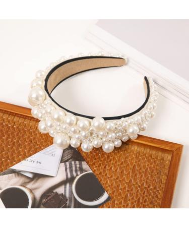 Wiwpar Pearl Headband - Elegant White Bridal Hair Hoop for Women/Girls (Style 2) - Buy Online on GoSupps.com