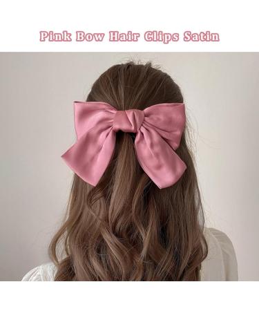 1 Psc Pink Bow Hair Clips Satin Vintage Solid Color Bowknot French Barrette Hair Bows for Girls for Hair Clip and Accessories for Women Girls Hair Barrettes Scrunchies Accessories - Buy Online on GoSupps.com