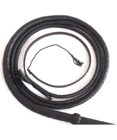 4ft 8 Plait Indiana Jones Style Real Cow Hide Leather Bullwhip - Equestrian Black - Buy Online on GoSupps.com
