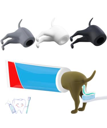 4 pieces Pooping Dog Butt Topper Pooping Dog butt toothpaste attachment lid for toothpaste dog Cappen dispenser for toothpaste toothpasta cap donor for children and adults
