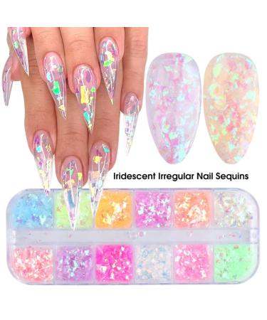 Buy Gzsyy Nail Art Glitter Sequin Flakes - Iridescent Chunky Nail Glitter for 3D Holographic Designs | International Shipping Available - Buy Online on GoSupps.com