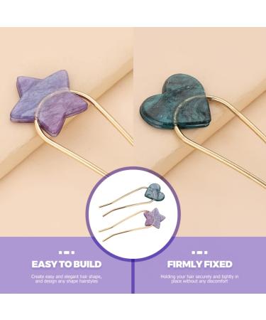 minkissy Metal U-Shape Accessory Accessories Sticks Styling U Pin Use Shaped Woman Prong Girls Fork Hairpins Day Chinese Girl Forks Mothers Updo Pins Chignon Heart Elegant Clips Alloy - Buy Online on GoSupps.com