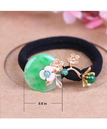 Vintage Chinese Natural Jade Gemstone Hair Tie - Retro Hair Accessories for Women - Buy Online on GoSupps.com