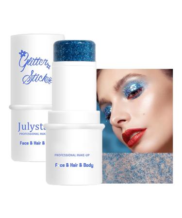 Face body glitter stick mermaid face glitter gel waterproof fine glitter for face/body/hair/eyes/lip sequins color sparkling face glitter make-up (#04 blue)