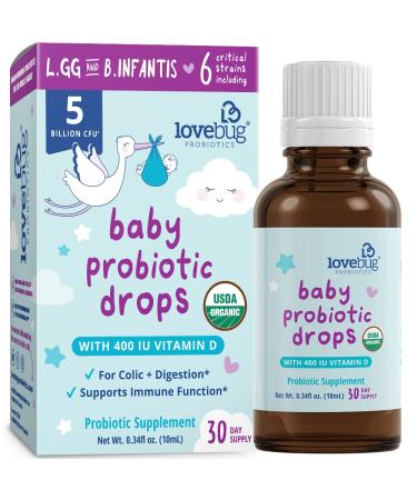 LoveBug Probiotics Baby Probiotic Drops 5 Billion CFU 0.34 fl oz (10 ml)