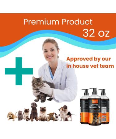 Scottish Salmon Oil for Dogs & Cats 32oz | 1 Year Supply | High Omega 3 EPA & DHA | Natural Source Fatty Acids | Made in Scotland | Ideal for All Ages - Buy Online on GoSupps.com