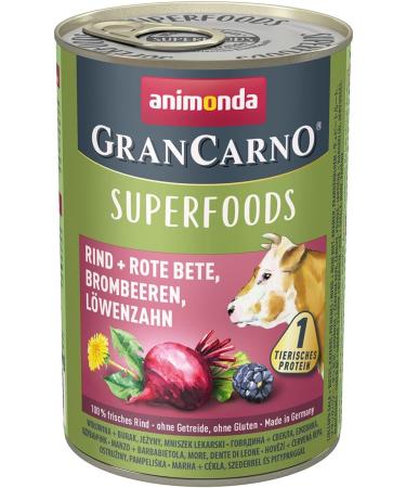 Buy Animonda Gran Carno Adult Superfoods Wet Dog Food - 6 x 400g Pack | Premium Nutrition for Adult Dogs - Buy Online on GoSupps.com