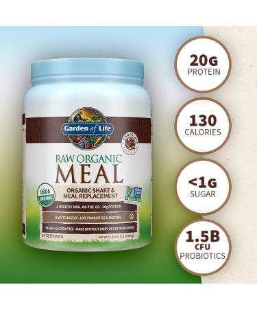Buy Garden of Life RAW Organic Meal Shake - Chocolate Cacao 17.9 oz | Meal Replacement - Buy Online on GoSupps.com