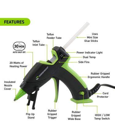 Surebonder Mini Hot Glue Gun With Dual Temperature & Auto Shut Off  20 Watts for Fast Heating & Consistent Glue Flow  Adjust Temp for Multiple Projects (Ultra Series DT-320F) - Buy Online on GoSupps.com