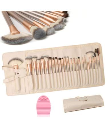 Hepaz make up brush set professional make-up brush 24pcs make-up brush kit make up brush 1 piece egg cleaning with roll up PU leather bag