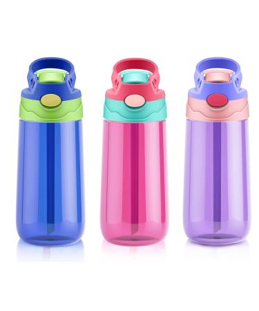 Kids Water Bottle with Straw for School Leak Proof 16 OZ Toddler Water Bottle BPA-Free Spout Lid for Boys & Girls