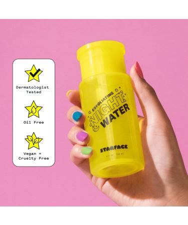 Starface Exfoliating Night Water - 4.1oz | Acne-Prone Skin | AHAs, BHA, PHA | Oil-Free, Cruelty-Free, Vegan - Buy Online on GoSupps.com