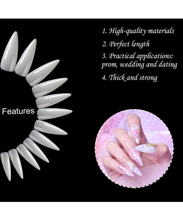 1200PCs Almond Shape Fake Nails - 12 Sizes Acrylic Nail Tips for Manicure & Nail Art - Clear & Natural Finish - Buy Online on GoSupps.com
