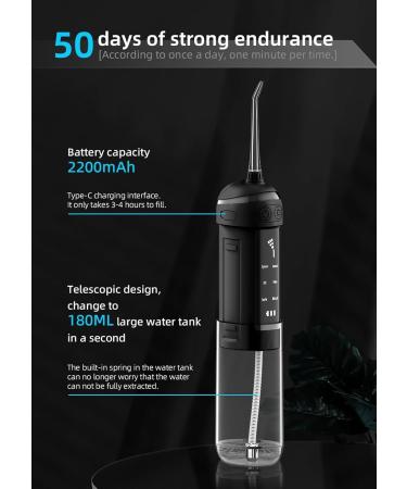 6-Mode Portable Oral Irrigator - Waterproof Water Flosser for Travel & Home Use | Black - Includes 4 Nozzles - Buy Online on GoSupps.com