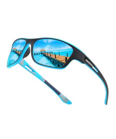 Hemens polarized sports glasses sunglasses men bicycle glasses women with UV400 protection for driving ride cycling fishing golf sunglasses blue