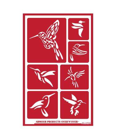 Armour Products Ove N Over-Hummingbirds Over N Over Reusable Glass Etching Stencil, Brown