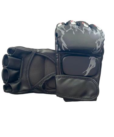 Enhanced Half-Finger Boxing Gloves MMA UFC Punching Bag Gloves with Adjustable Velcro Wrist Band (Size: M&L Black