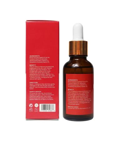Rosehip Vitamin C Face Oil with Turmeric - 100% Natural Hydrating & Brightening Facial Oil | Cold Pressed Rosehip Oil 1oz/30ml - Buy Online on GoSupps.com