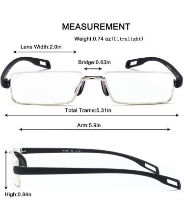 EYEURL Half Frame Reading Glasses - Blue Light Blocking +0.50 Anti Glare Readers for Men & Women - UV Protection Reduces Eye Strain Stylish Black Design - Buy Online on GoSupps.com