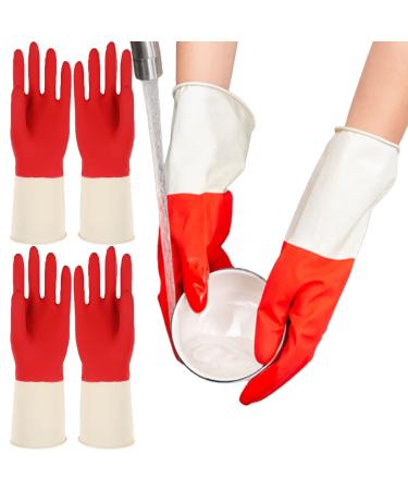 KKRAUS 3 Pairs Reusable Cleaning Gloves Non-Slip Laundry Rubber Gloves for Cleaning and Housework Gloves Kitchen Gloves Dishwashing Gloves (Color : Red Size : Medium) Medium Red