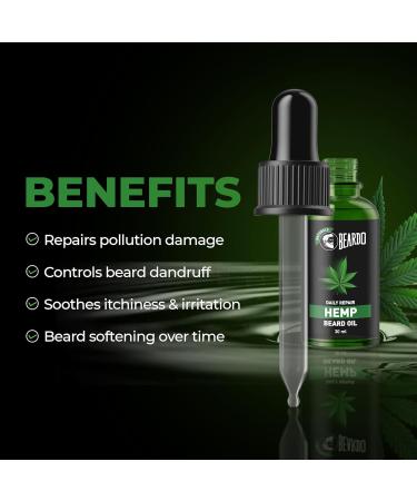 Be.ardo Beard Oil for Men 30 ml | Daily Repair Hemp Beard Oil for Healthy Beard | Non-Sticky Light Hemp Seed Oil for Shiny Nourished Beards | Promotes Beard Growth - Buy Online on GoSupps.com