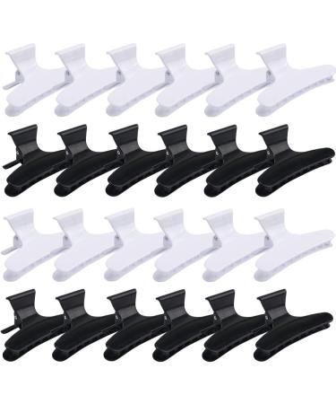 Hair Clips for Women CIEHER 24 Pack Hair Clips for Styling Sectioning Butterfly Hair Clips Chip Clips Hair Claw Butterfly Hair Clamps(Black and White) Black&White