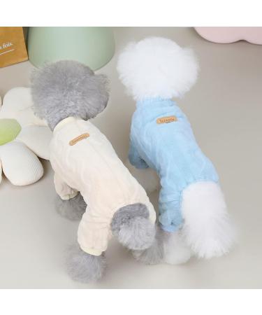 Izefia Dog Sweater - Fleece Winter Warm Pajama for Small & Medium Dogs | Cozy Twist Print Overall in Blue - Buy Online on GoSupps.com