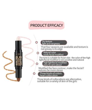 Lebeaut QIC Highlighting Pen Double-end Makeup Stick - Contour Palette & Highlighter Bar, Cosmetic Tool 02 - Buy Online on GoSupps.com