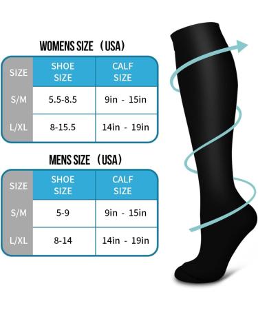 Compression Stockings & Socks for Men & Women - Best for Running Sports Travel | 6 Pairs Black S-M - Buy Online on GoSupps.com