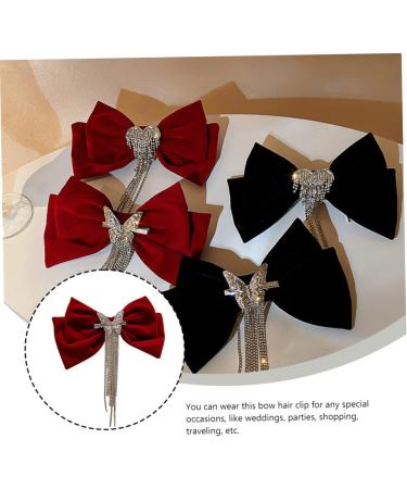 tassel hair clip bow hair clip bow hair barrettes hair bow clip hair barrettes for women ribbon hair bows Grosgrain sparkly tassel barrettes big bow makeup rhinestones girl Miss - Buy Online on GoSupps.com