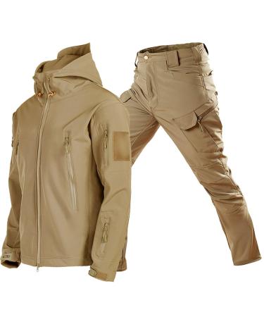 Hanxiulin training suit men jogging suit sports suit men polyester suit sweatshirt pants men training suit sports clothing fitness sports joggen khaki l