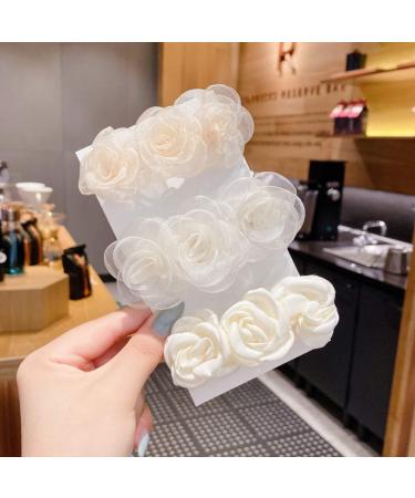 SUNEE 3 pcs White Roses Flower Hair Clips for Women - Perfect for Wedding, Bridesmaids, and Parties - Buy Online on GoSupps.com