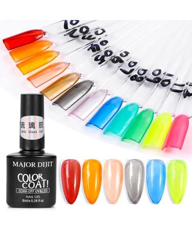 DouborQ Jelly Glass Gel Nail Polish Set 8ML 12 Colors Blue Red Purple Rainbow Neon Yellow Green Orange Summer Crystal Sweet Gel Polish Kit Translucent Soak Off UV Varnish Gel 12Color Jelly Gels Set - Buy Online on GoSupps.com