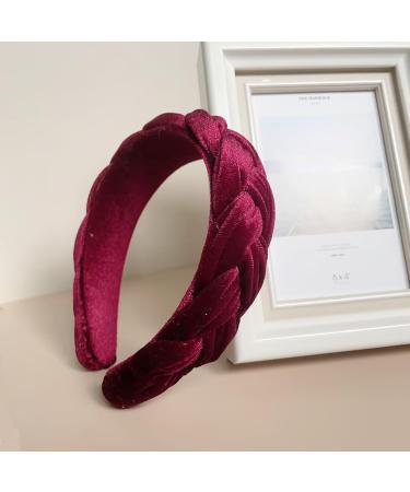 LEBENSWERT Velvet Braided Headband for Women - Vintage Wide Hairband in Wine Red | Traditional Fashion Accessories - Buy Online on GoSupps.com