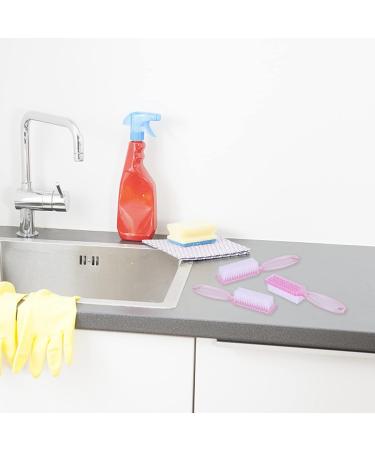 Yebeauty Nail Brush Fingernail Cleaner 4 Pack - Hand and Toe Scrubbing Brush for Pedicure - Clear Pink Plastic Nail Scrubber - Buy Online on GoSupps.com